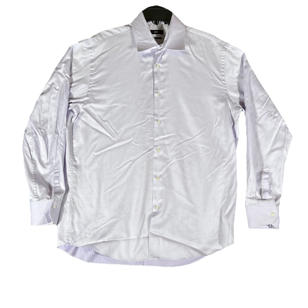 BOSS‎ HUGO BOSS Regular Fit Dress Shirt Men's LongSleeve Purple Size 17 34/35